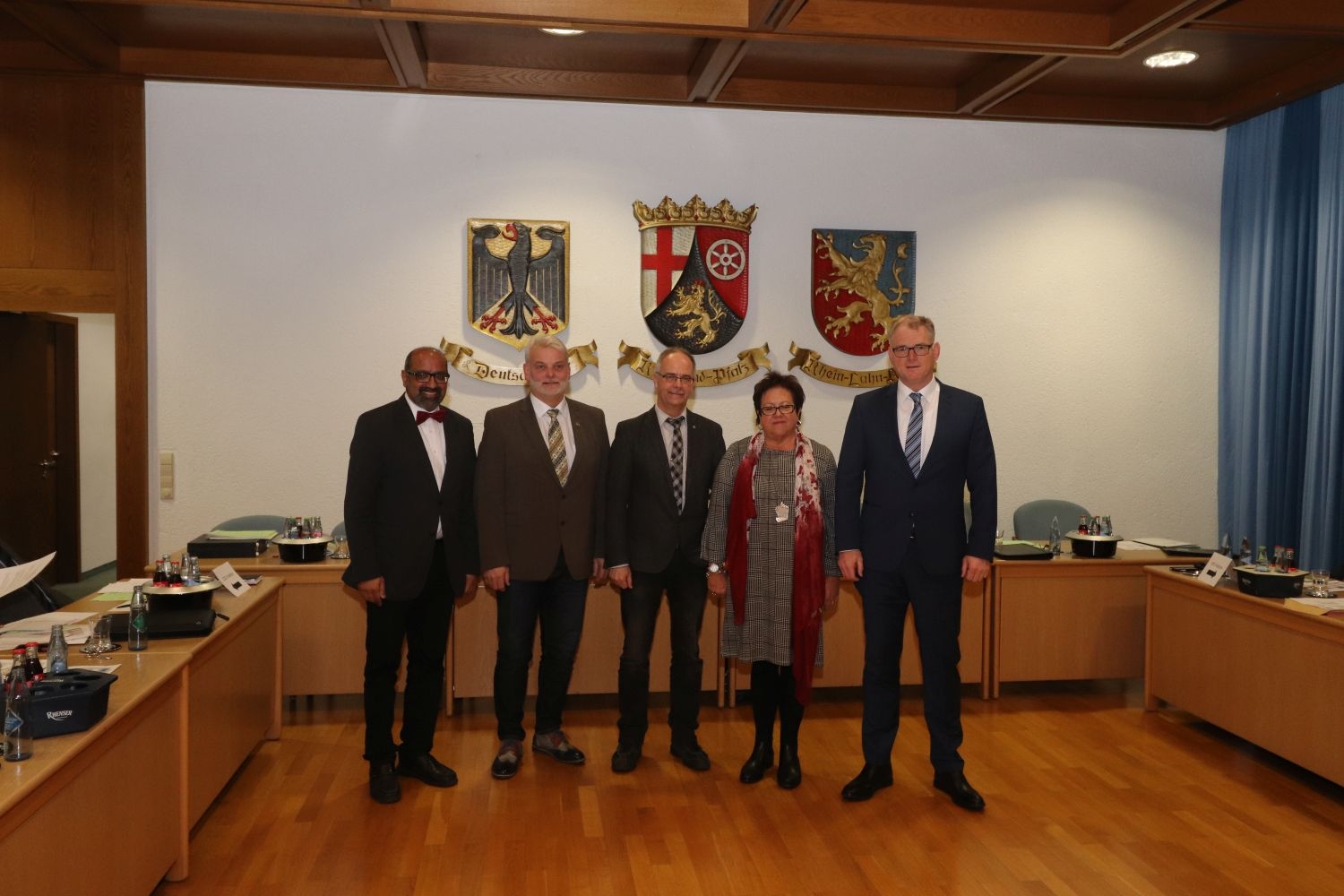 (v.r.n.l.): Bürgermeister Uwe Bruchhäuser, Gisela Bertram, Lutz Zaun, Birk Utermark, Josef Winkler