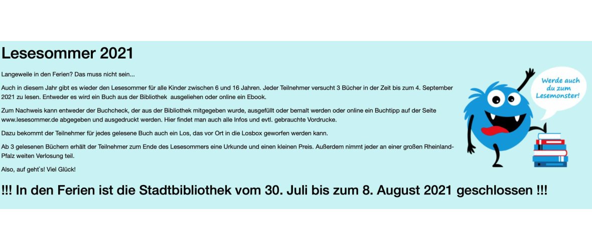 Grafik Lesesommer und Informationen